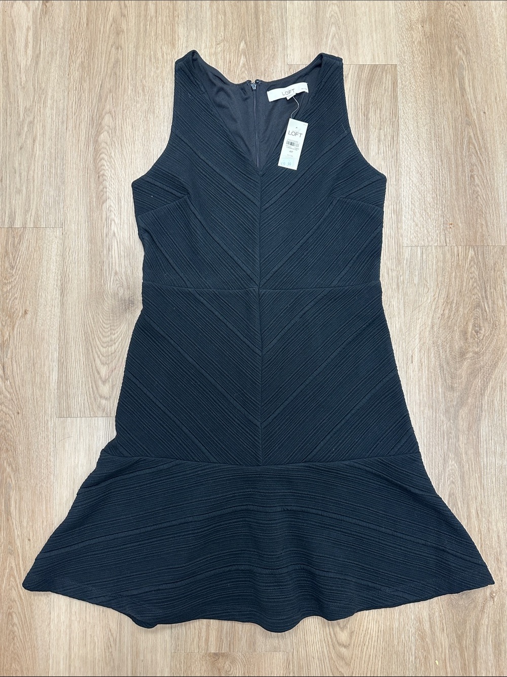 LOFT Black Textured Sleeveless Mini Dress